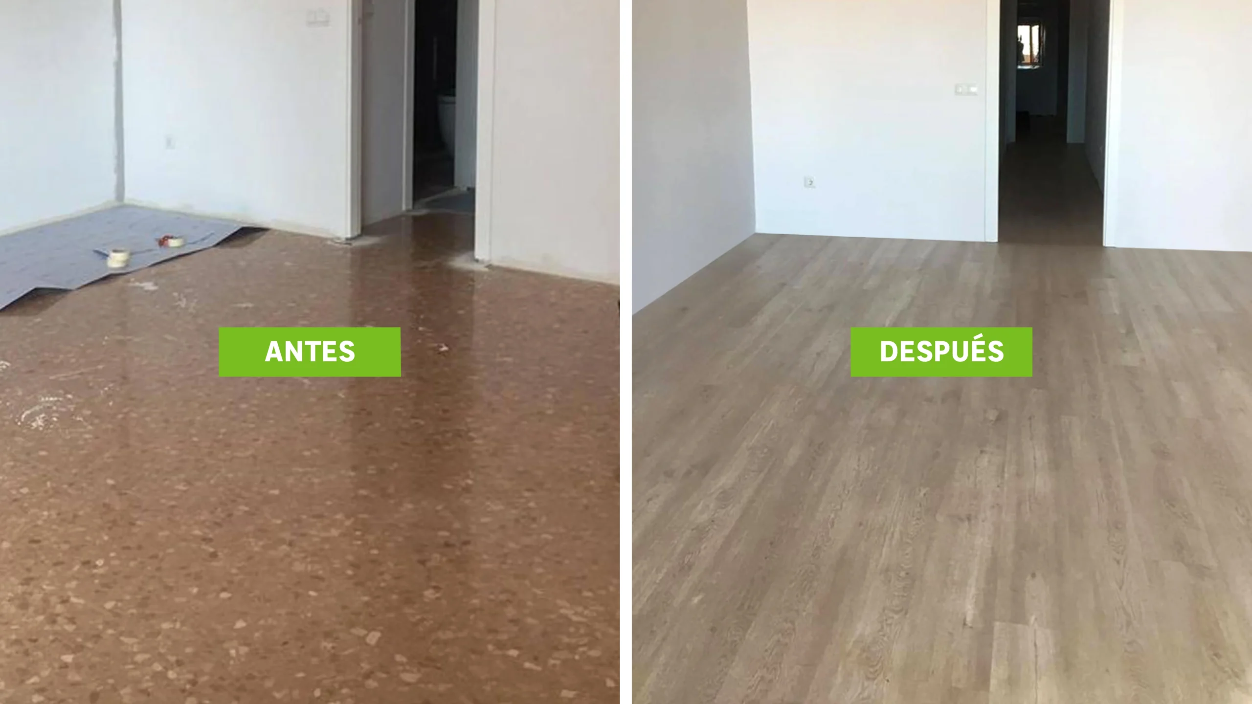 Salón con tarima flotante nueva en Chamartín, Madrid, después