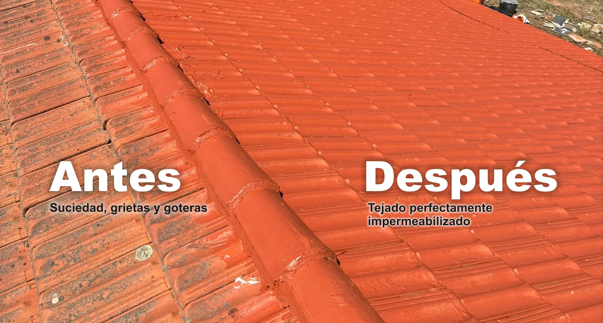 Tejado reparado e impermeabilizado en Las Rozas, Madrid, después